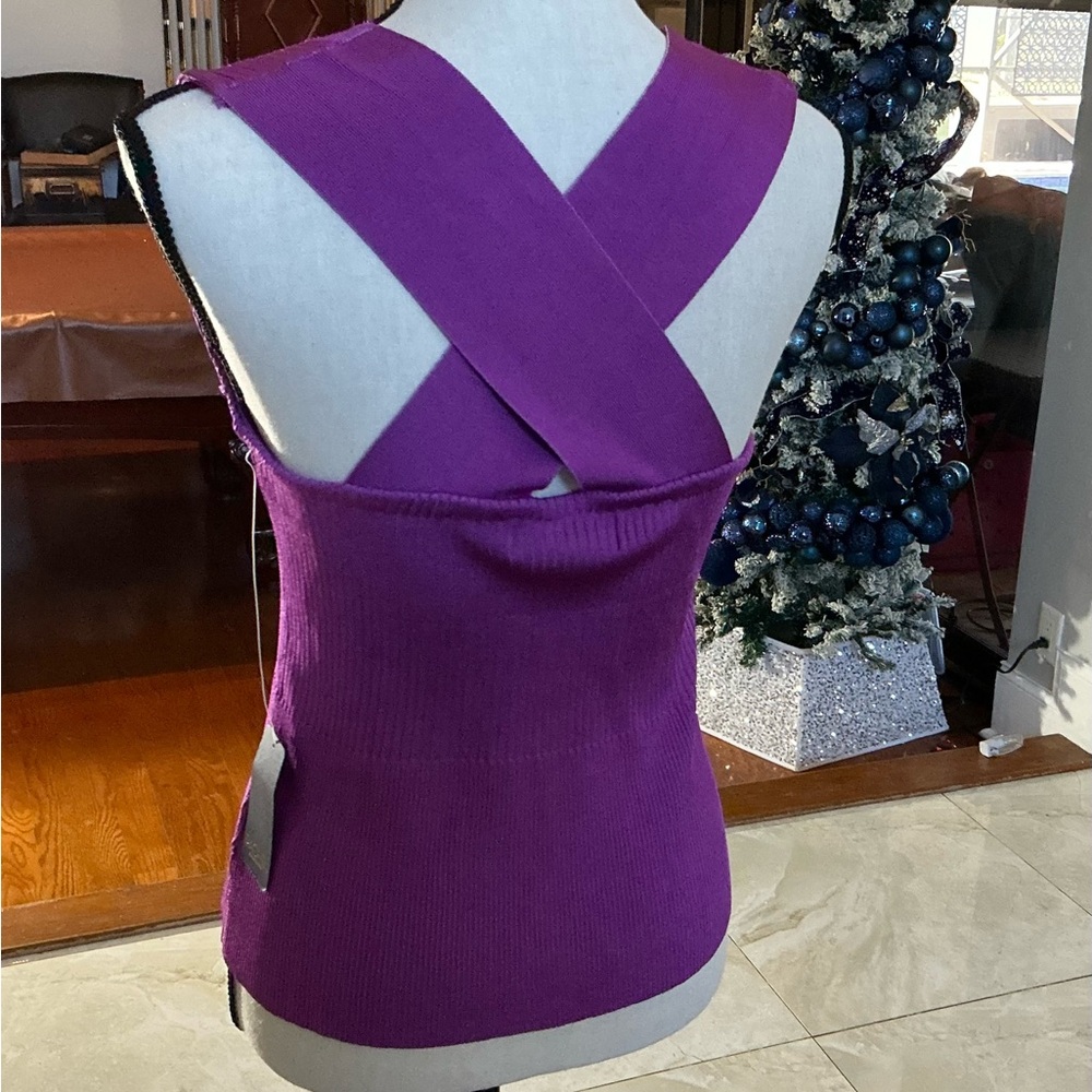 Rachel Roy Purple Ribbed Tank Top - Picture 2 of 3